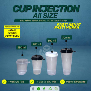 Gelas Injection 700 Ml Cup Injection 700 Ml Plus Tutup (Isi 25 Set / CI700)