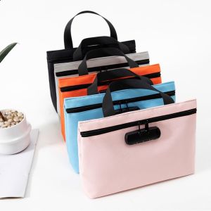 ROBERTADE Canvas Bill Money Bag with Lock Zip Closure Combination Lock Portable Locking Pouch Durable Waterproof Security Document Bag Travel