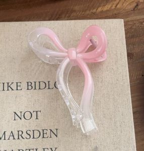 Sweet Girls Pink Gradient Beautiful Hair Clip Butterfly Bow Shark Hairpin Grips Accessories