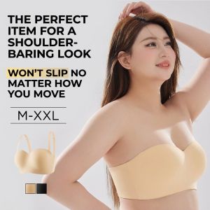 【OFFICIAL】Veimia Strapless Breathable Bra For Larger Busts Anti-slip Push-up Dress Bra Anti-sagging Strapless Bra Seamless Push-up Plus Size Bra