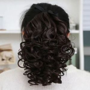 RANZH Synthetic Drawstring Ponytail Wig Hair Extension Curly Pony Tail Hairpiece Hair Accessories Natural Short Wavy Ponytail Girls