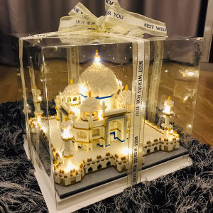3950Pcs Toys for Kids Creator Mini Blocks World Famous Architecture Taj Mahal 3D Model Building Blocks Educational Bricks Gifts 2m Warm Lamp+Tool Set+Dustproof Gift Box for Free When You Place an Order