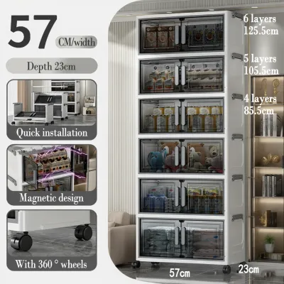 inhom 57cm 4-6 Layers Storage Cabinet With Wheels Storage Organizer Cabinet Wardrobe Large Capacity Storage Cabinet For Clothes