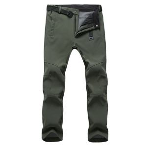 2023 Mens Warm Pants Winter Outdoor Ski Hiking Fishing Work Pants Windproof Waterproof Breathable Fleece Solid Color Elastic Straight Leg Trousers (No Waistband)