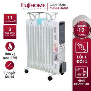 Máy sưởi dầu Nhập Khẩu không khô da Fujihome 9 thanh máy sưởi ấm điện tự ngắt không đốt oxi không gốm mini