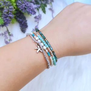 [Ready Stock SG] Emerald Sea Stacked Bracelets | Handmade Stacked Bracelets | Colorful Boho Trendy Bracelets