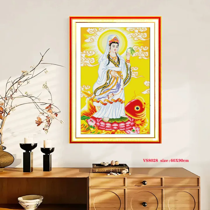 🙏 TRANH THÊU MẸ QUAN ÂM VS8028 🙏📐 Kích thước: 60 x 90 cm | Lazada.vn