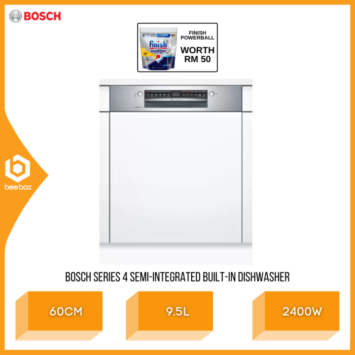 Bosch Series 4 Semiintegrated Builtin Dishwasher 60 cm Stainless