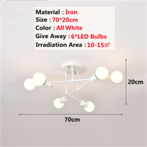 【6pcs Free Bulb】6-Light Modern Industrial Style Ceiling Light Fixture Nordic Personality Ceiling Light Semi Flush Mount living room Indoor Chandelier Modern Pendant Light