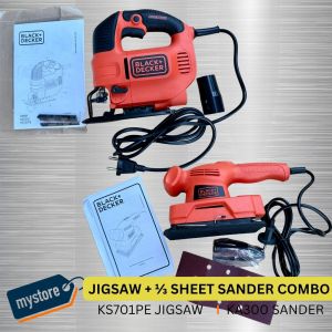 BLACK + DECKER KS701PE JIGSAW + KA300 1/3 SHEET SANDER WOODWORKING COMBO PACK