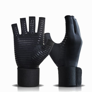 Medical Arthritis Gloves with Strap Best Open Finger Glove Hand Wrist Support for Rheumatoid Arthritis Carpal Tunnel RSI Tendonitis Daily Healing Hand Pain Relief – Men/Women