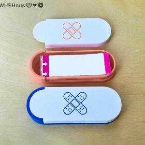 WP💓💛💖 Colourful Cute Band-Aid Storage Box Portable Sliding Adhesive Bandage Holder Toothpicks Swabs Flossers Organization Home Office Travel Essentials