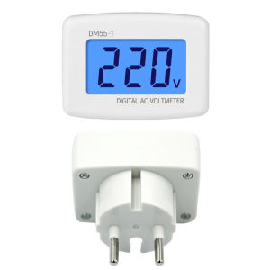 DIGITAL VOLTMETER DM55-1 AC VOLT METER 220V PLUG EU ALAT UKUR TEGANGAN LISTRIK TINGGAL COLOK LAMPU TIDUR