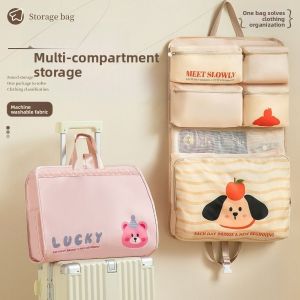 BEBA แขวนได้ กระเป๋าเก็บของเดินทาง 6 in 1 แบบพับได้ ความจุขนาดใหญ่ กล่องบรรจุภัณฑ์เสื้อผ้า หลายฟังก์ชัน ป้องกันฝุ่น ที่จัดระเบียบกระเป๋าเดินทางแบบพกพา ตู้เสื้อผ้า