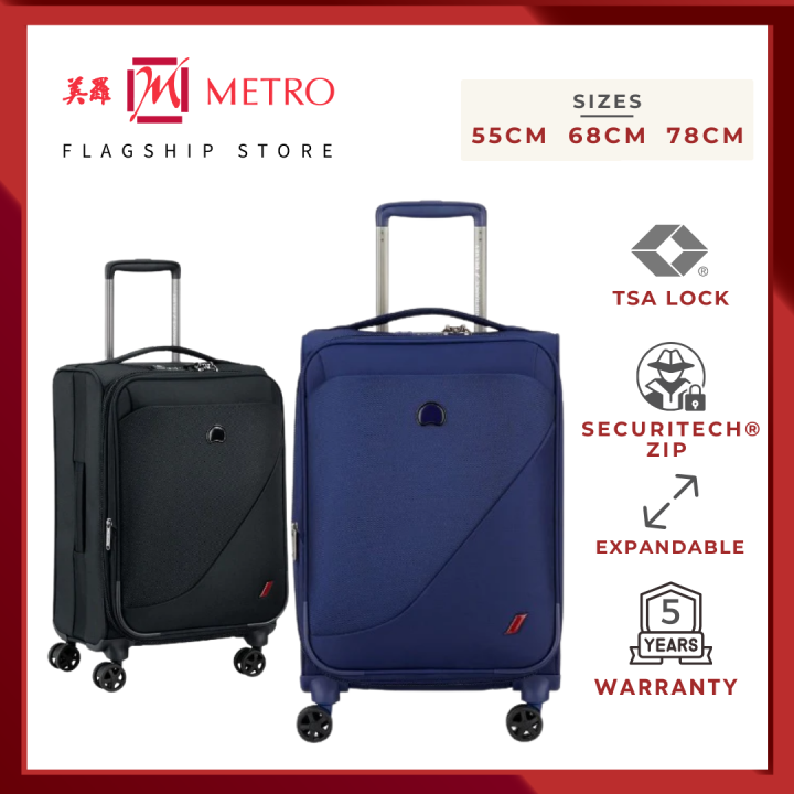 Delsey Paris New Destination 4Double Wheels Expandable Trolley Case Luggage TSA Lock & Zip