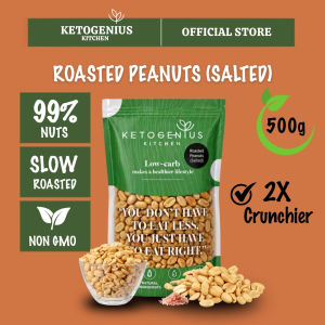 Ketogenius Kitchen Roasted Peanuts (Salted) 500g Kacang Tanah Panggang Garam - Slow Roasted Healthy Snack Natural