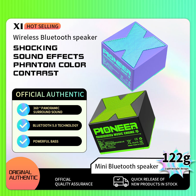 X1 Mini Wireless Portable Outdoor Subwoofer HIFI Metal Bluetooth V5.0 Speaker 360° Sound Surround Creative Gifts Small and Exquisite