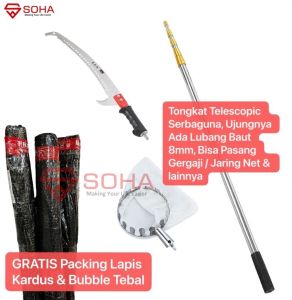 Paket Lengkap Alat Pemetik Buah Tongkat Pohon Panjang Telescopic Petik Buah Fruit Picker & Gergaji Ranting Pohon