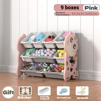 Playpark 4 Layers Kids Toy Storage Rack Large Capacity Detachable Moving Organizer Cabinet Deer