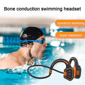 【16G Storage】 Wave Swimming Bone Conduction Headphones Magnetic Two-channel Stereo Wireless Headset 160mAh Bluetooth MP3 Dual Mode Headphones IP68 Waterproof