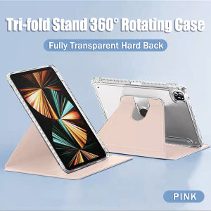 CrashStar ขาตั้งแบบหมุนได้ ° 360 Casing Tablet พับสามทบโปร่งใสสำหรับ iPad Mini 6 iPad 9.7 5th 6th Air 3 4 5 Air 13นิ้ว11 2025 10.2 7th 8th 9th 10th Gen iPad Pro 11นิ้ว iPad Pro 12.9 2022 2021เคส iPad กันกระแทก2020 2019พร้อมที่วางแบบพับเก็บได้