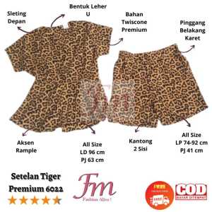 Femme Ols - Setelan Wanita Motif Corak Tiger / Leopard Premium High Quality 6022