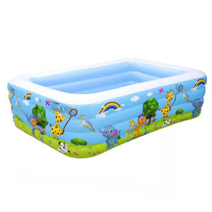 Murah Inflatable Swimming Pool For Kids / Kolam Renang 1.2/1.5 Meter Kolam Tiup Kotak 3 Ring Crystal Rectangular / Kolam Renang Anak Jumbo Murah 2 Meter / Kolam Mandi Bola Keluarga/Persegi Panjang Karet Bahan Tebal Ukuran Besar Tinggi