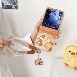 For 2026 Samsung Z Flip 8 Z Flip 7 Z Flip 6 Z Flip 5 4 Case Folding screen mobile phone case painted cartoon cute dachshund three-piece PC hard case With hinge With bracelet pend