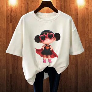 BAJU KAOS WANITA OVERSIZE BASIC LENGAN PENDEK PRINTING DTF SUPER GIRLS KIDS KATUN COMBED