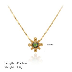 Sunflower Shine Opal Stone Pendant Gold Chain Necklace Set Earrings • Waterproof Non Tarnish Jewelry • 18K Gold Plated 316L Stainless Titanium Steel Necklaces for Women NL235