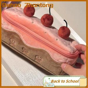 Behoo Cute Plush Cherry Cake Pen Bag Exquisite Storage Large Capacity Student Advanced Stationery Korean Stationery Pencil Pouch