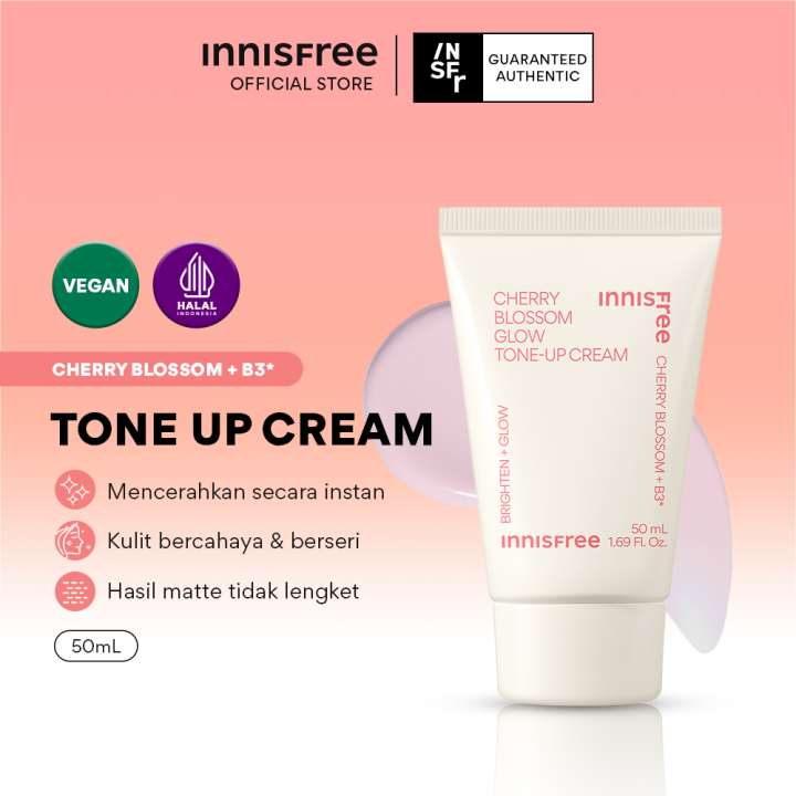Innisfree Cherry Blossom Glow Tone Up Cream 50ml - Facial Moisturizers / Krim Mencerahkan Seketika untuk Kulit Kusam