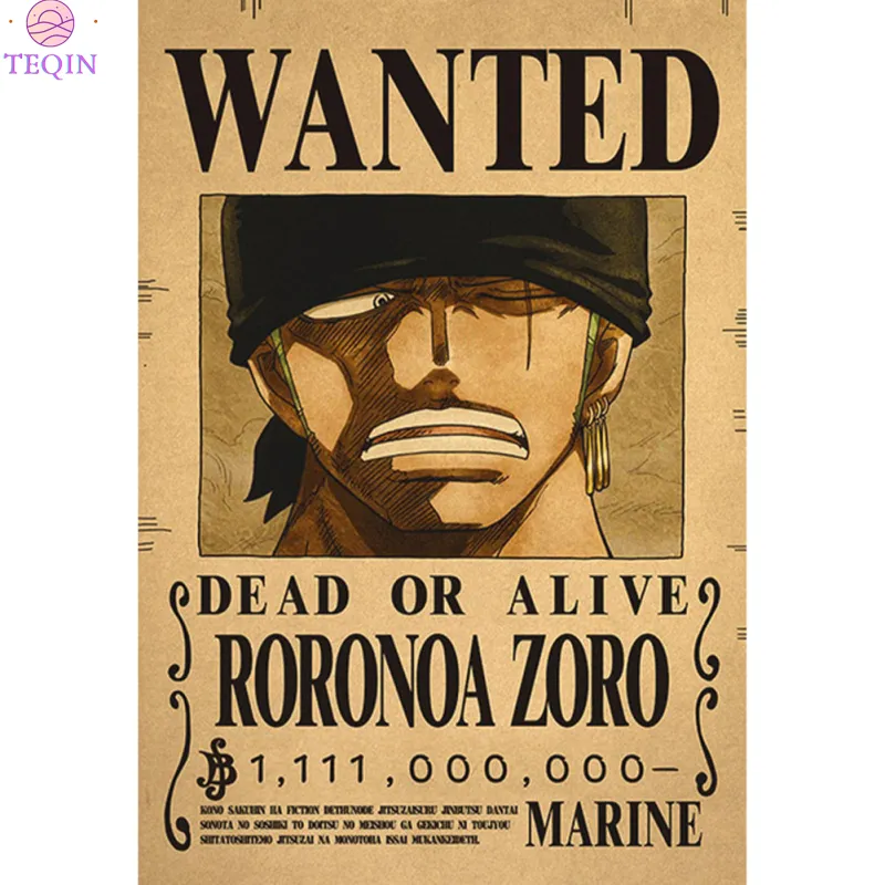 Cheap Kraft Paper Posters One Piece Luffy 1.5 Billion Bounty Wanted Posters  Vintage Anime Wall Stickers