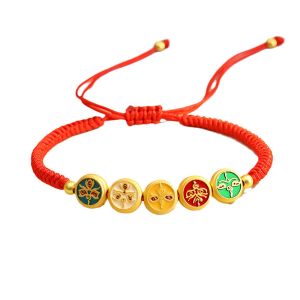 สายเชือกสีแดง วันเกิด สร้อยข้อมือเชือกสีแดง ล้ําค่า คู่ ดึงดูดทรัพย์ วัฒนธรรมดั้งเดิม ถักด้วยมือ