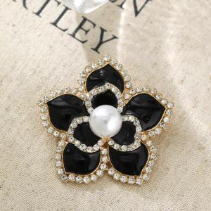 shiqinbaihuo Thanh Lịch Đơn Giản Màu Đen Hoa Trà Trâm Kim Loại tang Corsage Pin Của Phụ Nữ Cao cấp Quần Áo Phù Hợp Với Khăn Phụ Kiện Trâm