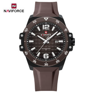 NAVIFORCE Original Fashion Quartz Mens Watch Silicone Strap Waterproof 50m Calendar Luminous Pointer Mens Boys Casual Lightweight Watch NF7122