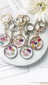 Nhiều mục đích Keychain với hoa thật túi trang nhã quyến rũ strylish Kết cấu nhựa chính cho ba lô và ví