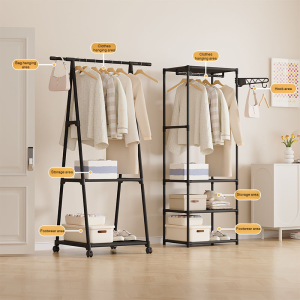 Multifunctional Nail-Free Floor-Standing Clothes Hanger Simple Coat Rack Clothing Racks For Hanging Clothes Multifunction Clothes Hanger Laundry Rack