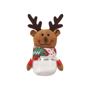 WOODP With Lid Christmas Candy Jar Santa Claus Clear Design Candy Storage Bottle Home Decor Snowman Candy Box Xmas Holiday