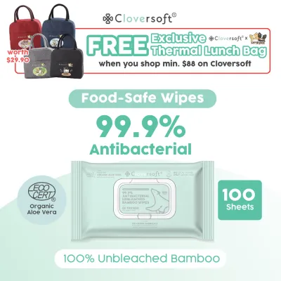 Cloversoft Plant-Based Unbleached Bamboo 99.9% Antibacterial Organic Wet Wipes 100 Sheets