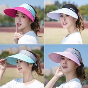 VERMILL Summer UV Protection Wide Brim Breathable Empty Top Hat Sports Visors Sun Hat Beach Cap