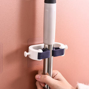 Mop Organizer Clips Wall Mounted Self-Adhesive Bathroom Mop Broom Hanger Holder Rack Hooks