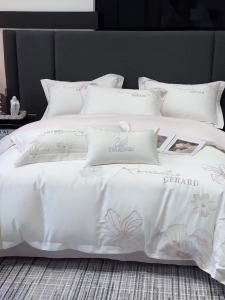 Advanced A Long-staple Cotton Four-piece Set All-cotton Embroidered Quilt Cover Light Luxury Pure Cotton Bed Sheet Bedding for Naked Sleeping LZD