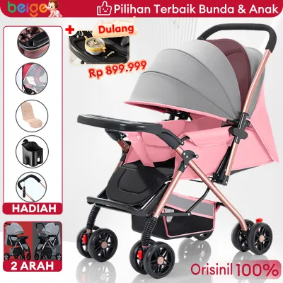 BEIGE Stroller Bayi Kereta Dorong Lipat traveling two way newborn portable mudah dibawa