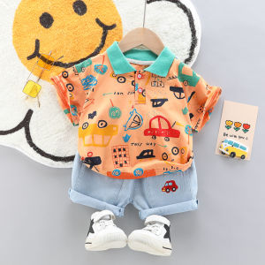 Boys clothes sets printing vehicles baby clothing baju bayi lelaki baby cotton Top+shorts