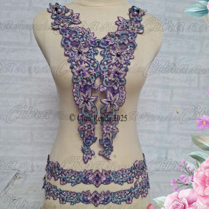 (Per Pcs) AP829 Patch Leher / Kerah Cantik Dengan Mote