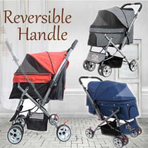 Large Pet Stroller with Reversible Handle 2 Ways Handle Pet Prams Reverse Handle Strollers Reversible Handle pet pram Dual View dog Pram pet stroller extra large size Parent-facing modular or rear-facing stroller