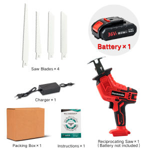 Reciprocating Saw Cordless Gergaji Kayu Recipro Gergaji Potong dengan 2 Baterai 4 Gergaji Pisau