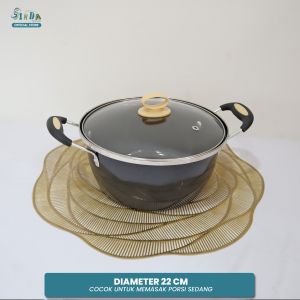 Sinda Store Panci Sop 22cm Enamel Stainless Soup Pot Panci Susu