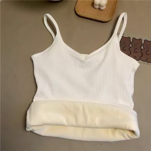 1 PCS Women Underlay Underwear Velvet Thickened Cold Resistant Vest Solid Color Camisole Slim Fit Vest
